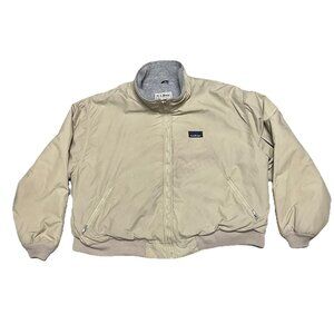 Vintage LL Bean Khaki Tan Nylon Fleece Lined Zip Warm-Up Jacket Men’s Size M/L